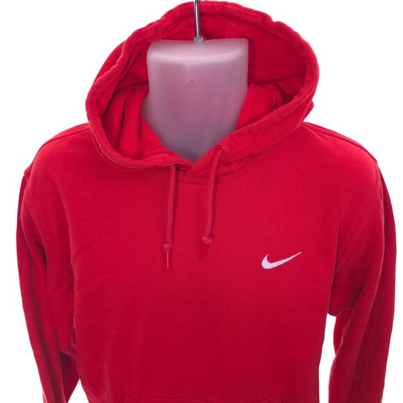 VTG Nike Hoodie Y2K Mens L Red Swoosh Sweatshirt Pullover Navy Tag Vintage - Picture 8 of 12